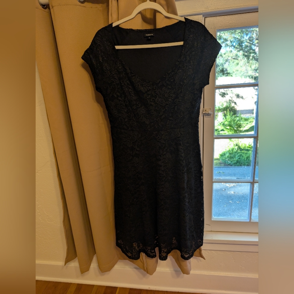 Torrid Black Lace Overlay Dress